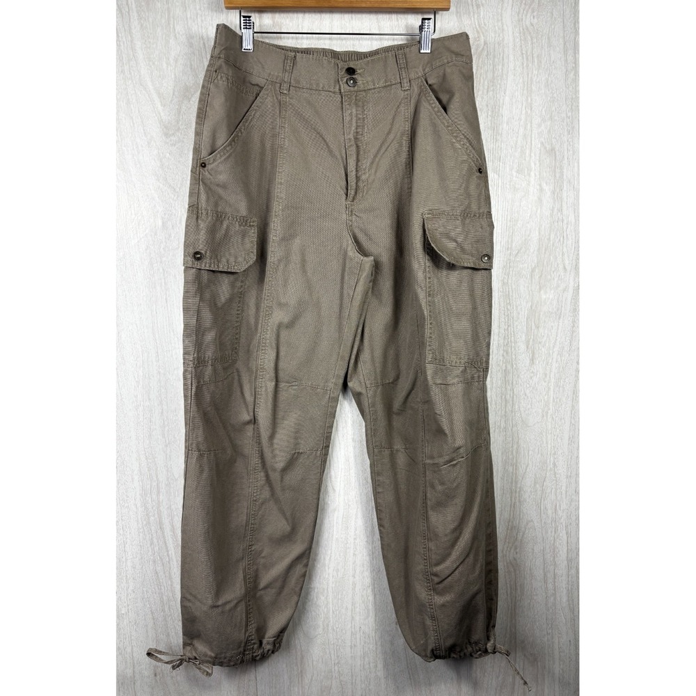 BBJ Los Angeles Cargo Pants L Khaki Utility Jogger Hem Streetwear Y2K - Picture 2 of 8